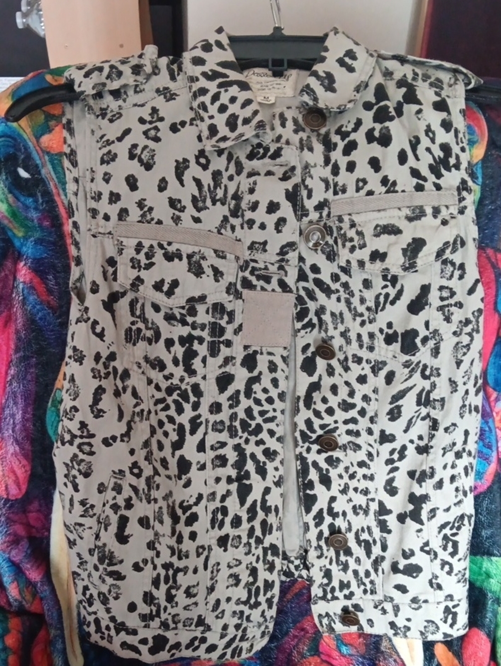 Dolled Up Beige and Brown Animal Print Vest. Has Pockets!